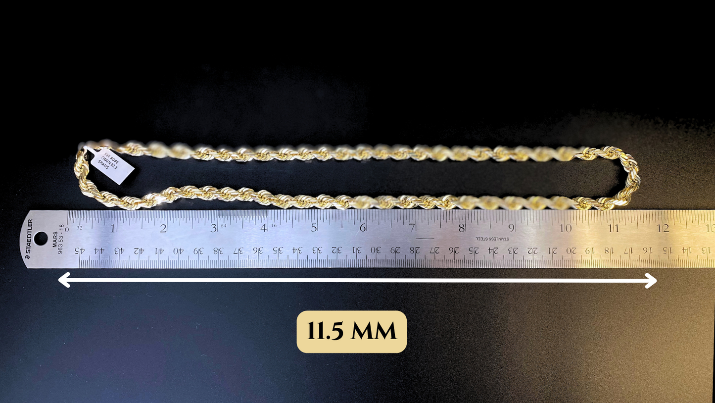 10K ROPE CHAIN 92.3 GRAMS 24"9MM