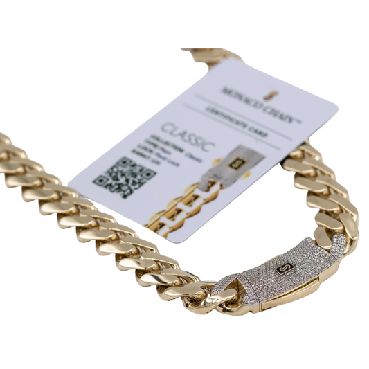 Men Monaco chain 10K Italian gold certified.