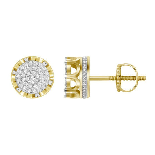 LADIES STUD EARRINGS 0.25CT ROUND DIAMOND 10K YELLOW GOLD