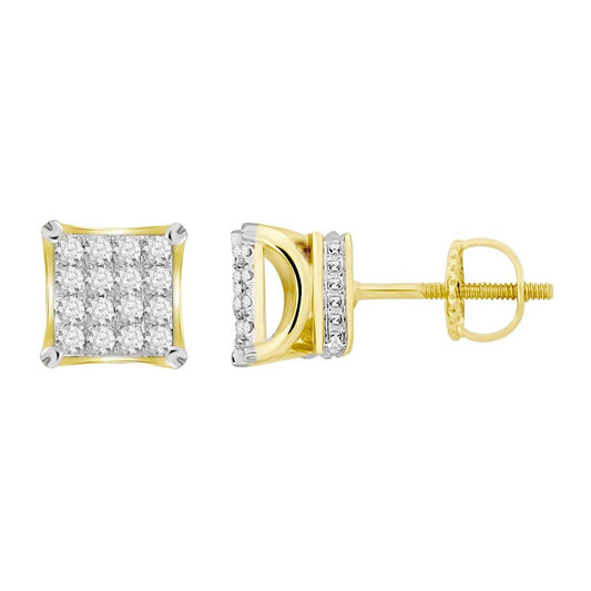 LADIES STUD EARRINGS 1.00CT ROUND DIAMOND 10K YELLOW GOLD