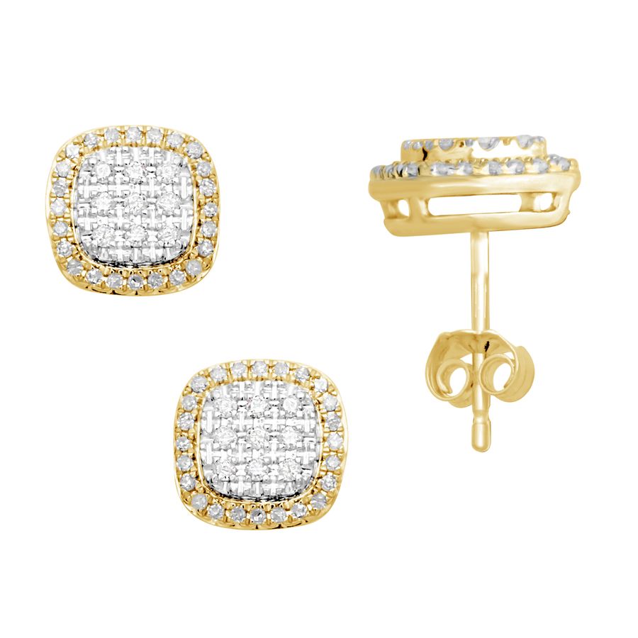 LADIES STUD EARRINGS 0.35CT ROUND DIAMOND 10K YELLOW GOLD