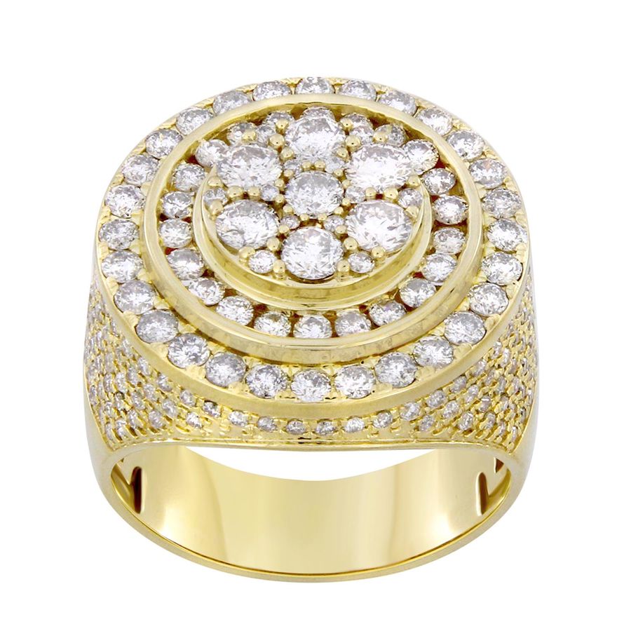 MEN'S RING 3.50CT ROUND DIAMOND 14K YELLOW GOLD