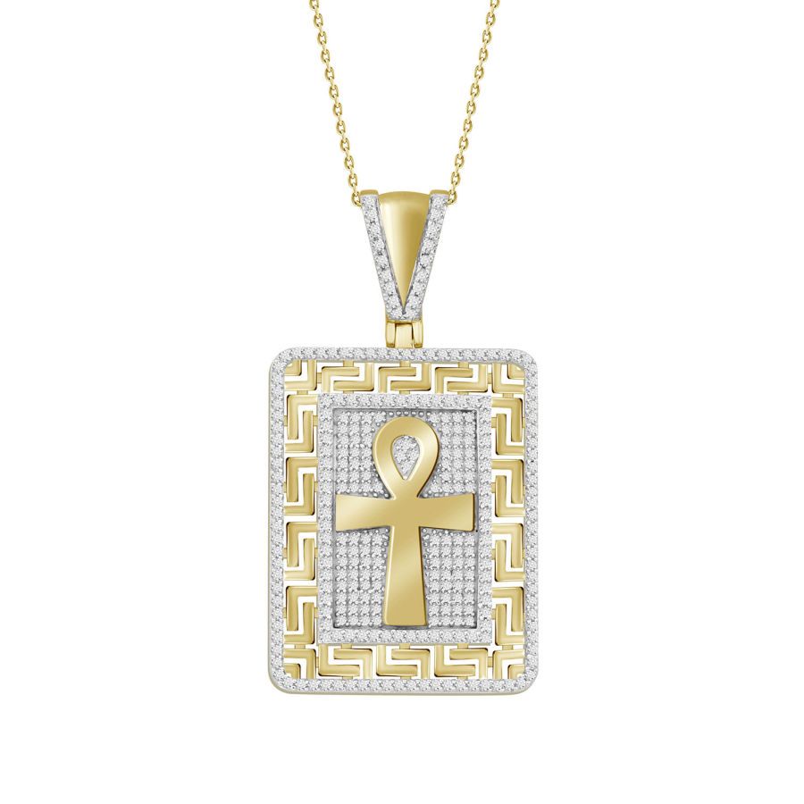 MEN'S CHARM 0.70CT ROUND DIAMOND 10K YELLOW GOLD