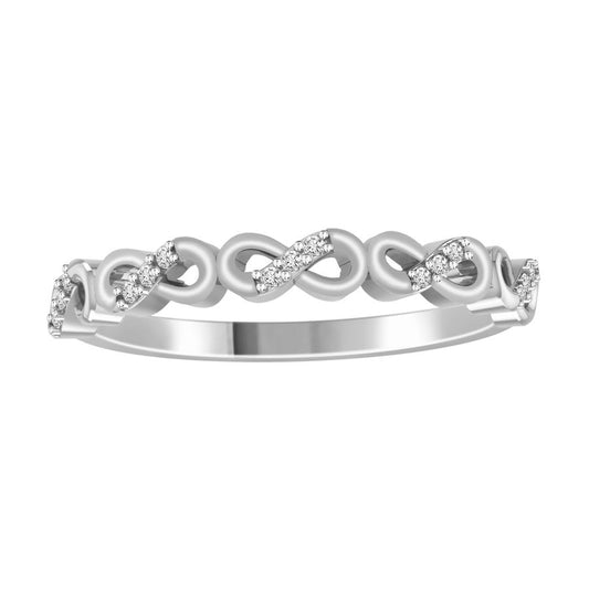 LADIES STACKABLE BAND 0.05CT ROUND DIAMOND 14K WHITE GOLD