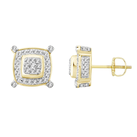 LADIES EARRINGS 0.50CT ROUND DIAMOND 10K YELLOW GOLD