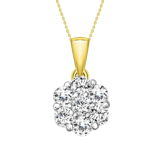 LADIES PENDANT WITH CHAIN 0.33CT ROUND DIAMOND 10K YELLOW GOLD