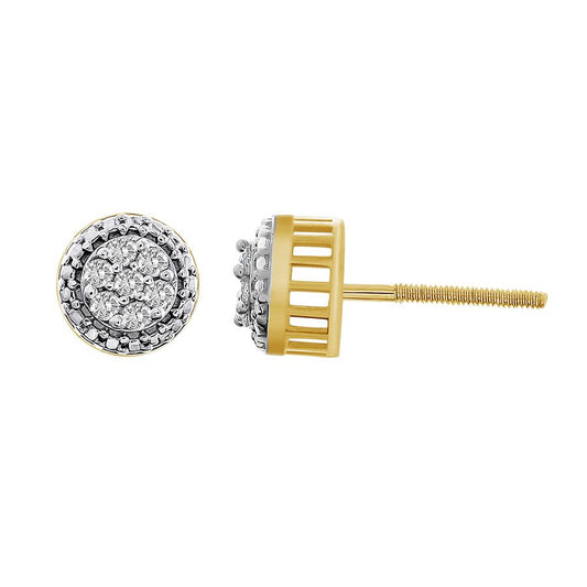 LADIES STUD EARRINGS 0.15CT ROUND DIAMOND 10K YELLOW GOLD