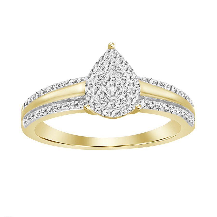 LADIES RING 0.20CT ROUND DIAMOND 10K YELLOW GOLD