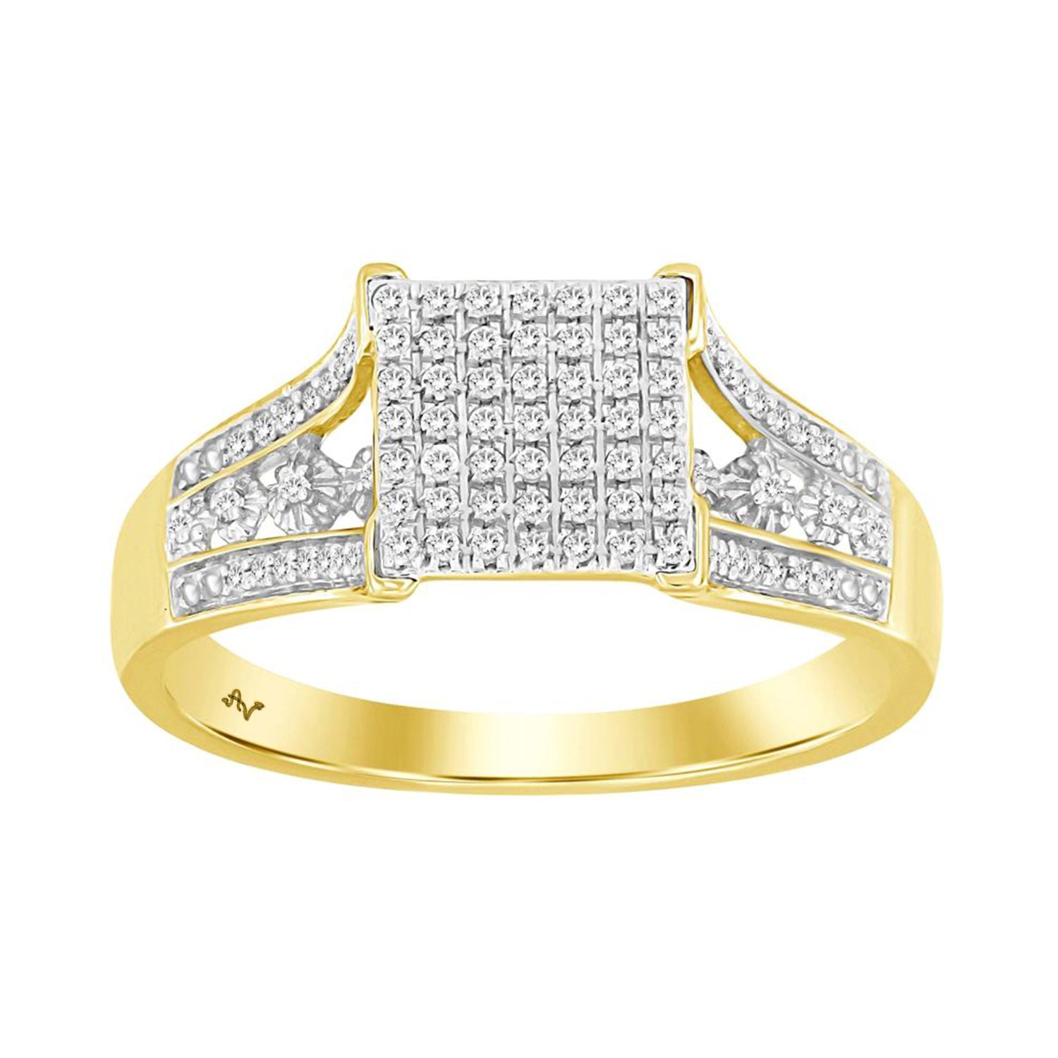 LADIES RING 0.20CT ROUND DIAMOND 10K YELLOW GOLD