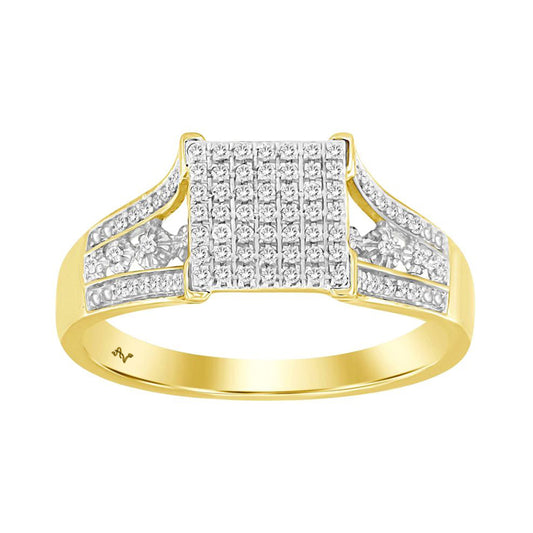 LADIES RING 0.20CT ROUND DIAMOND 10K YELLOW GOLD