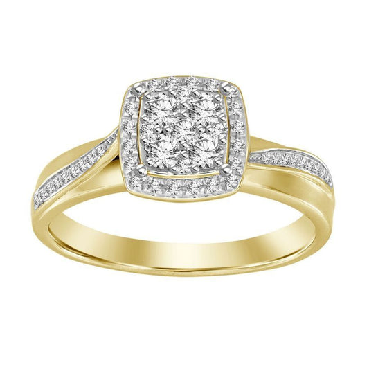 LADIES RING 0.25CT ROUND DIAMOND 10K YELLOW GOLD