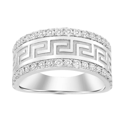 MEN'S BAND 1.00CT ROUND DIAMOND 14K WHITE GOLD (SI QUALITY)