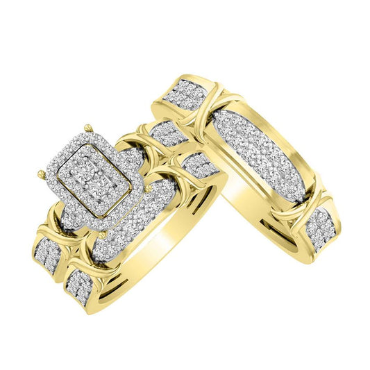 LADIES TRIOS 1.00CT ROUND DIAMOND 10K YELLOW GOLD