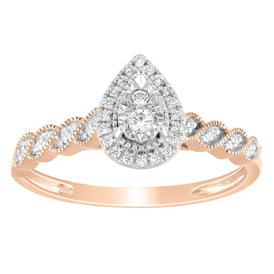 LADIES RING 0.12CT ROUND DIAMOND 10K ROSE GOLD