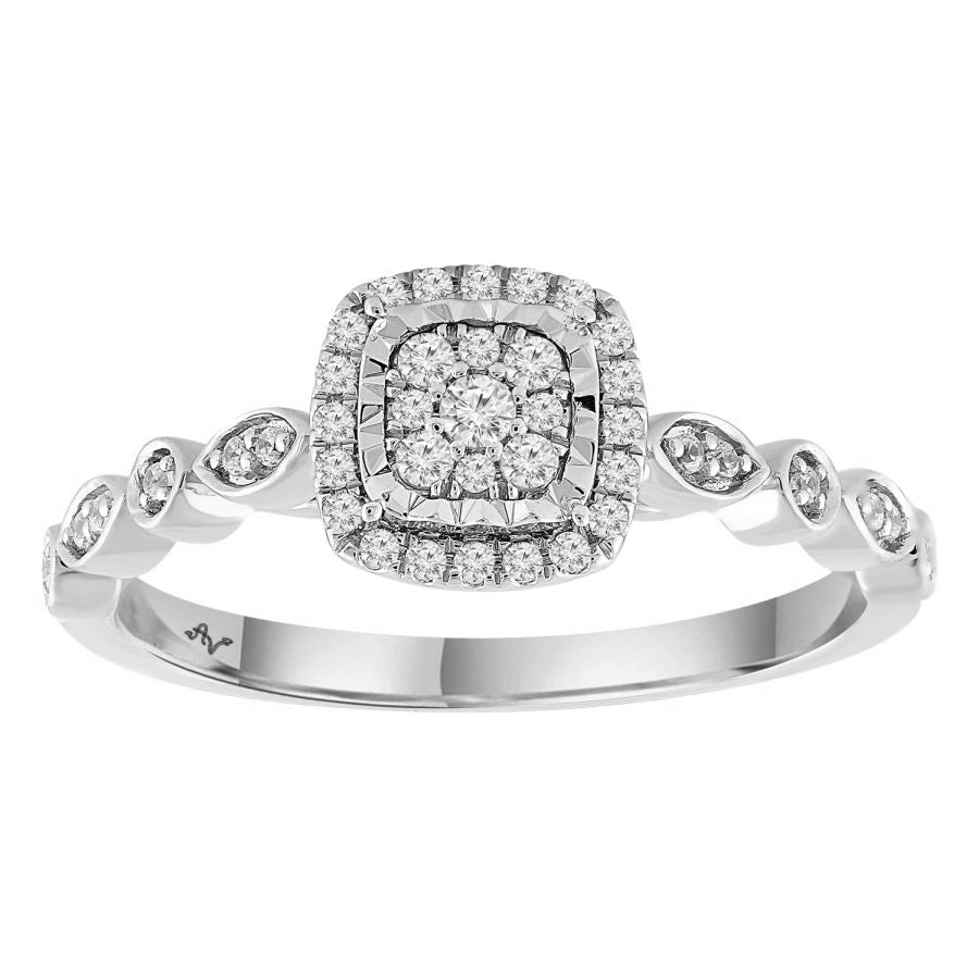 LADIES RING 0.20CT ROUND DIAMOND 10K WHITE GOLD