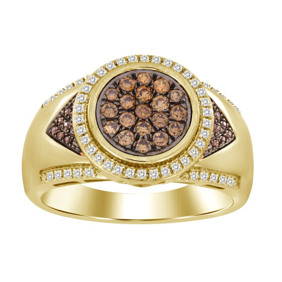 MEN'S RING 0.50CT ROUND DIAMOND 10K YELLOW GOLD