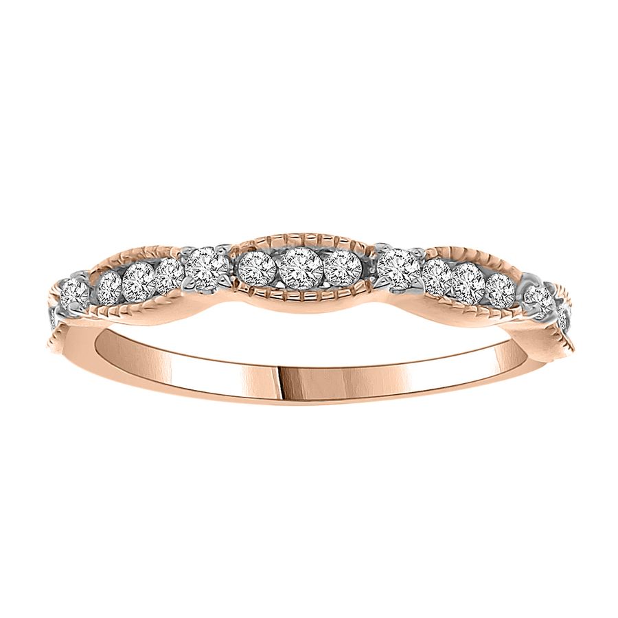 LADIES STACKABLE BAND 0.25CT ROUND DIAMOND 10K ROSE GOLD