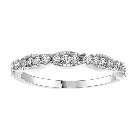 LADIES STACKABLE BAND 0.25CT ROUND DIAMOND 10K WHITE GOLD