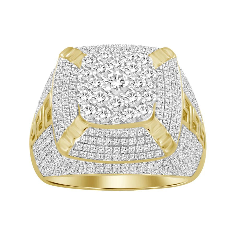 MEN'S RING 2.00CT ROUND DIAMOND 10K YELLOW GOLD