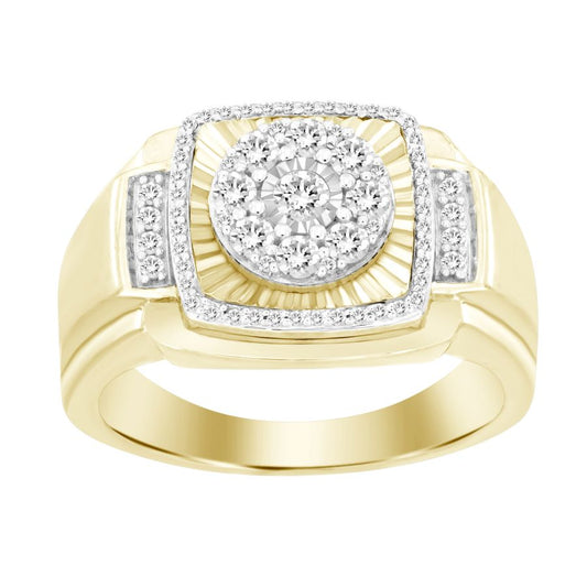 MEN'S RING 0.50CT ROUND DIAMOND 10K YELLOW GOLD