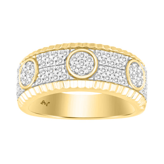 MEN'S RING 0.75CT ROUND DIAMOND 10K YELLOW GOLD