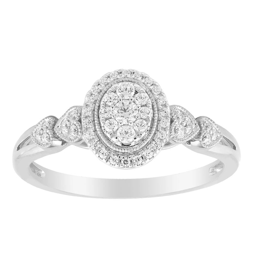 LADIES RING 0.25CT ROUND DIAMOND 10K WHITE GOLD