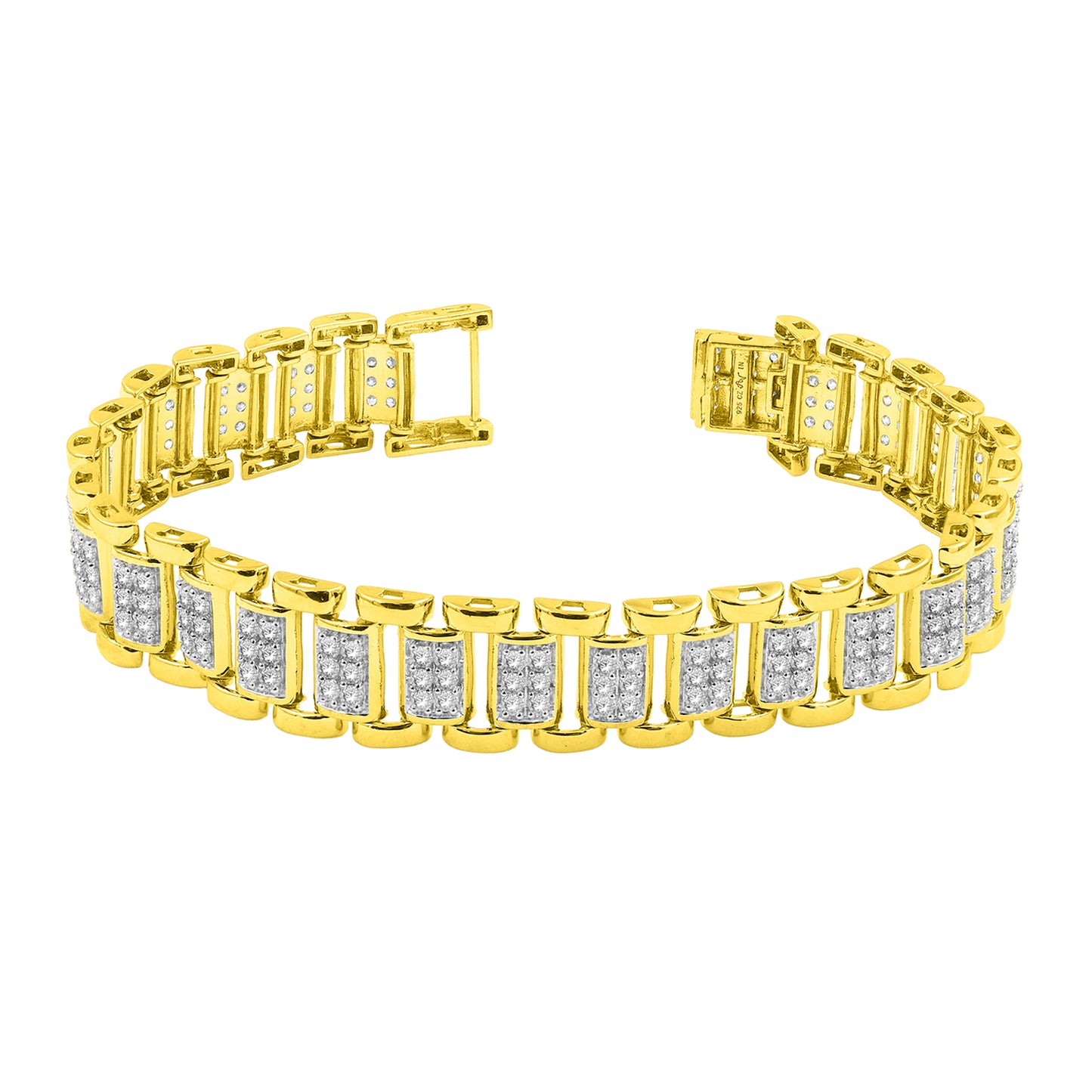 MEN'S BRACELET 5.00CT ROUND DIAMOND 10K YELLOW GOLD