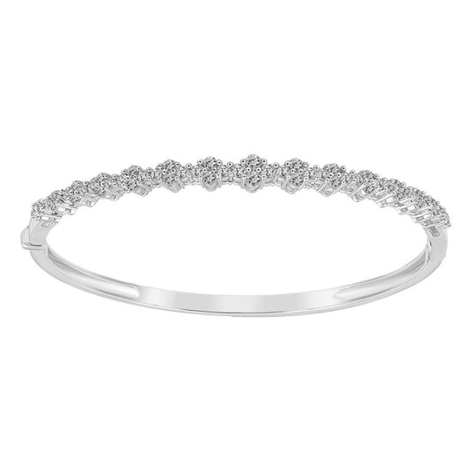 LADIES BANGLE 1.25CT ROUND DIAMOND 14K WHITE GOLD