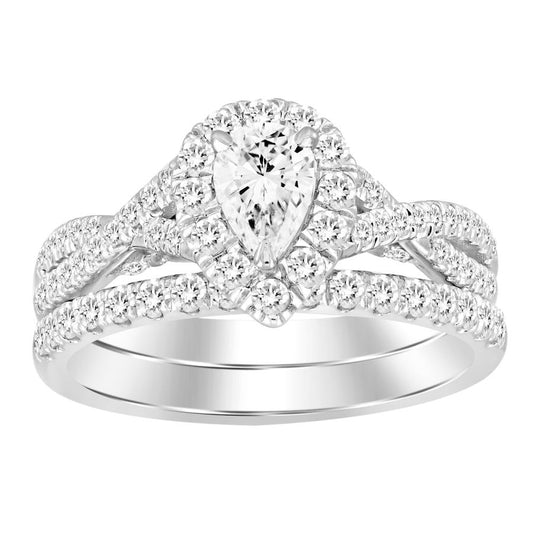 LADIES BRIDAL SET 1.25CT ROUND DIAMOND 14K WHITE GOLD (SI QUALITY)