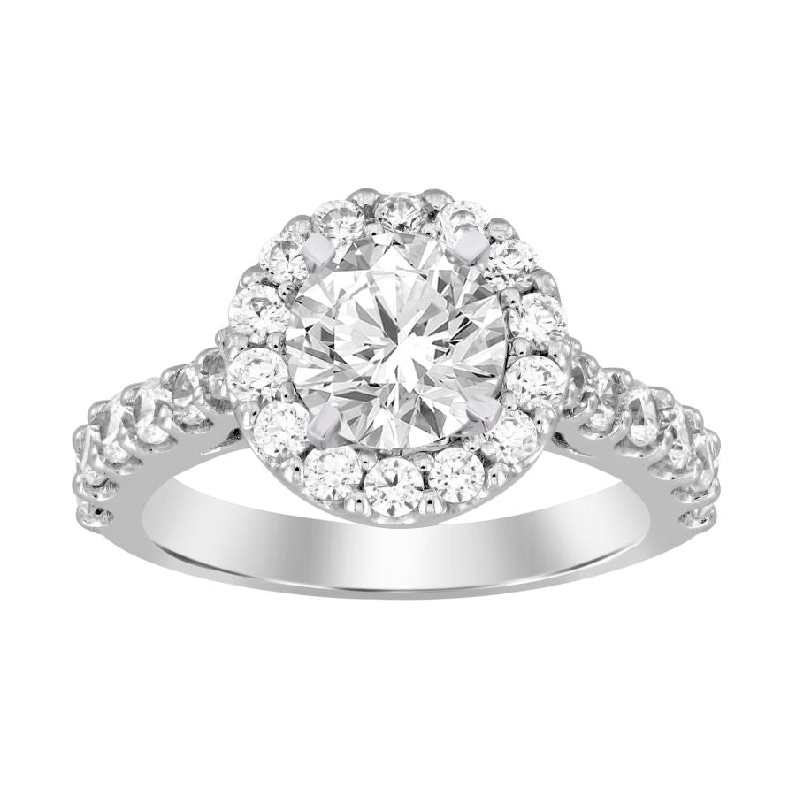 LADIES RING 1.00CT ROUND DIAMOND 14K WHITE GOLD