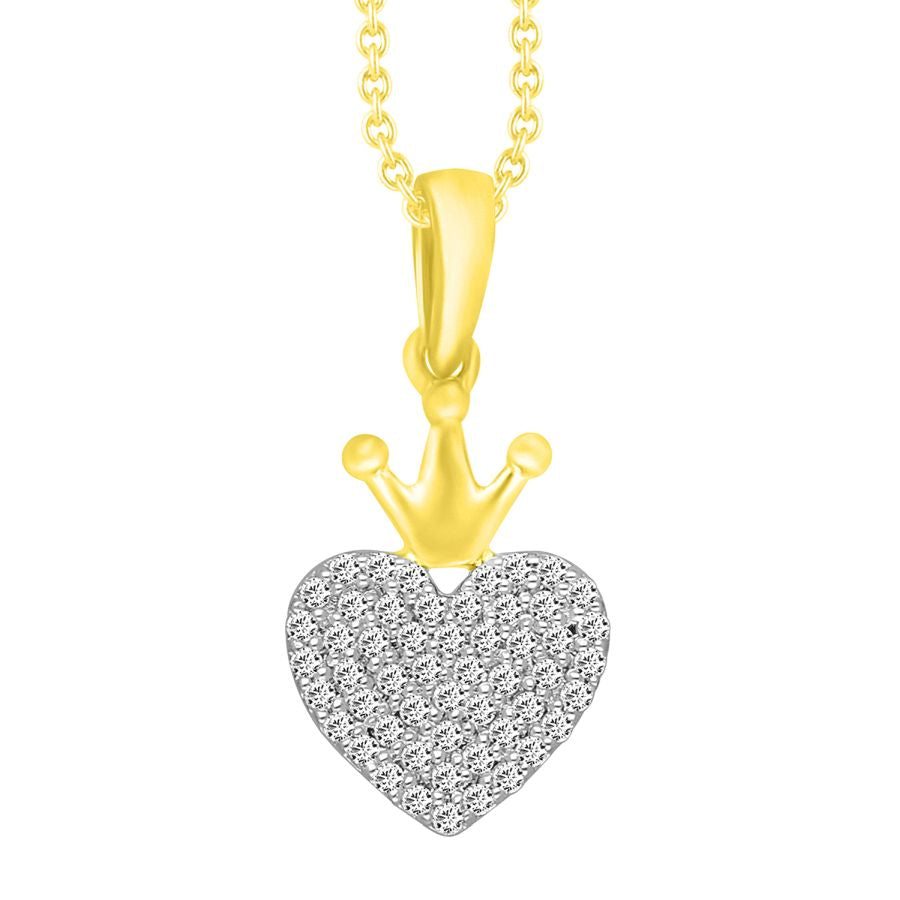 LADIES PENDANT WITH CHAIN 0.15CT ROUND DIAMOND 10K YELLOW GOLD