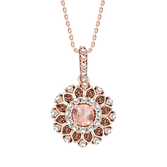 LADIES PENDANT 0.60CT ROUND DIAMOND 10K ROSE GOLD