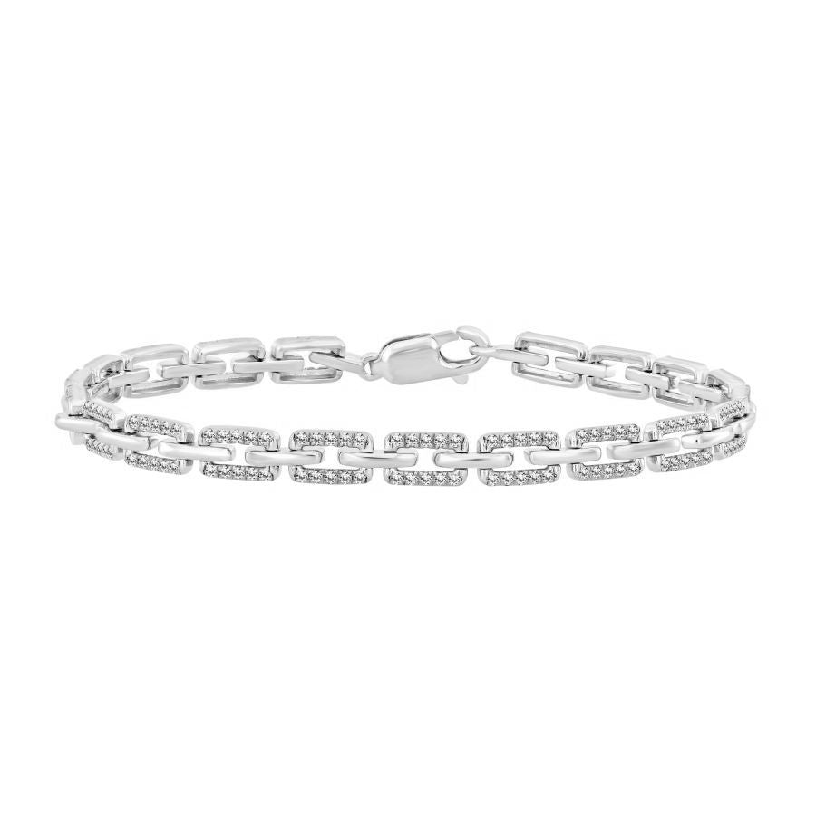 LADIES BRACELET 1.00CT ROUND DIAMOND 14K WHITE GOLD