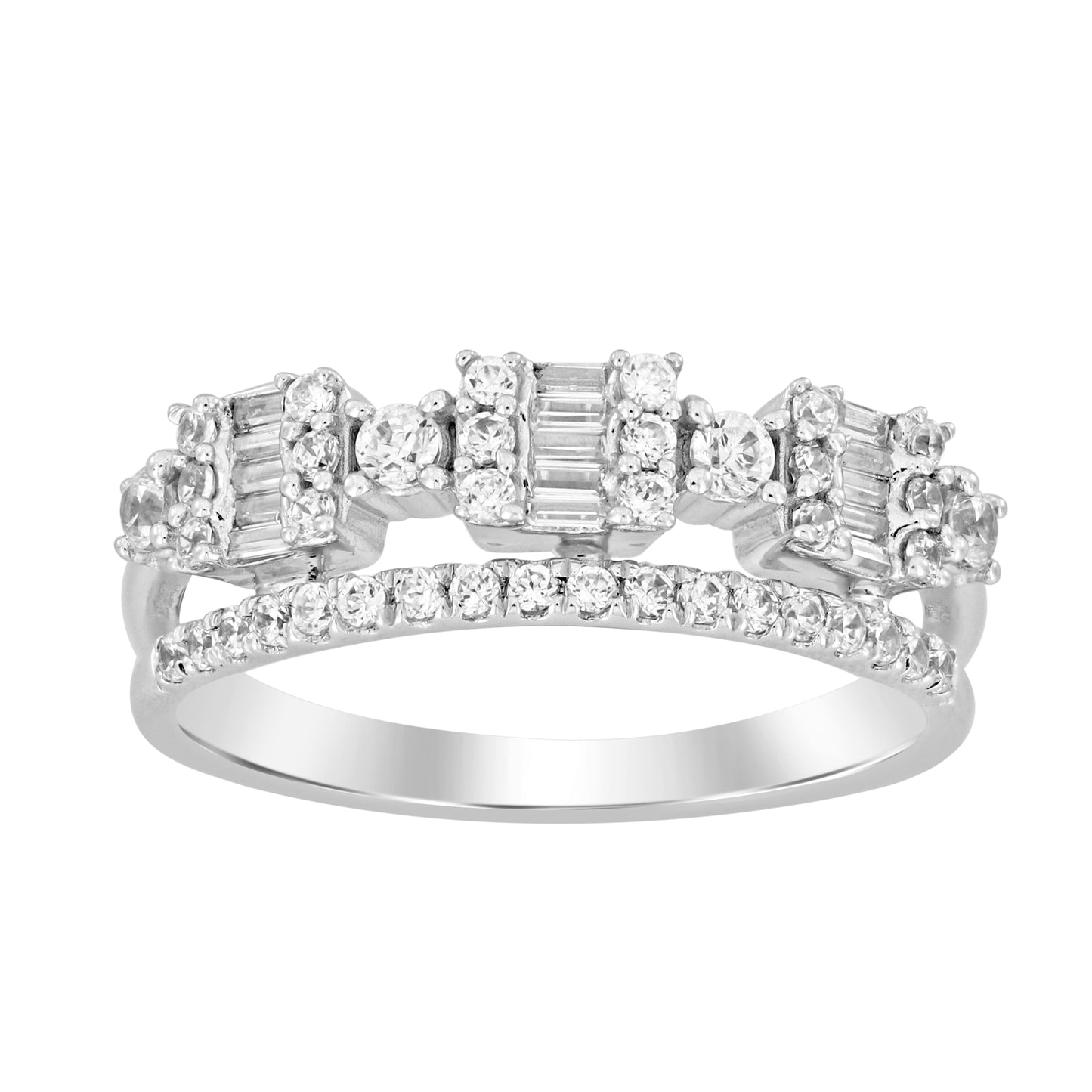 LADIES BAND 0.50CT ROUND/BAGUETTE DIAMOND 14K WHITE GOLD