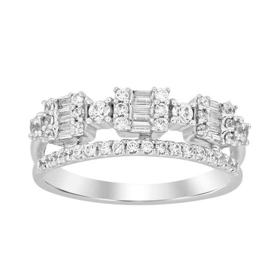 LADIES BAND 0.50CT ROUND/BAGUETTE DIAMOND 14K WHITE GOLD