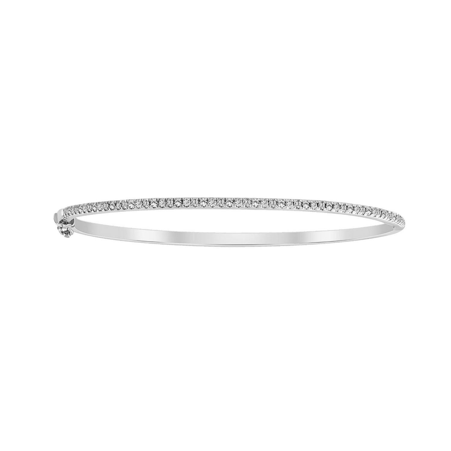 LADIES BANGLE 0.50CT ROUND DIAMOND 14K WHITE GOLD  