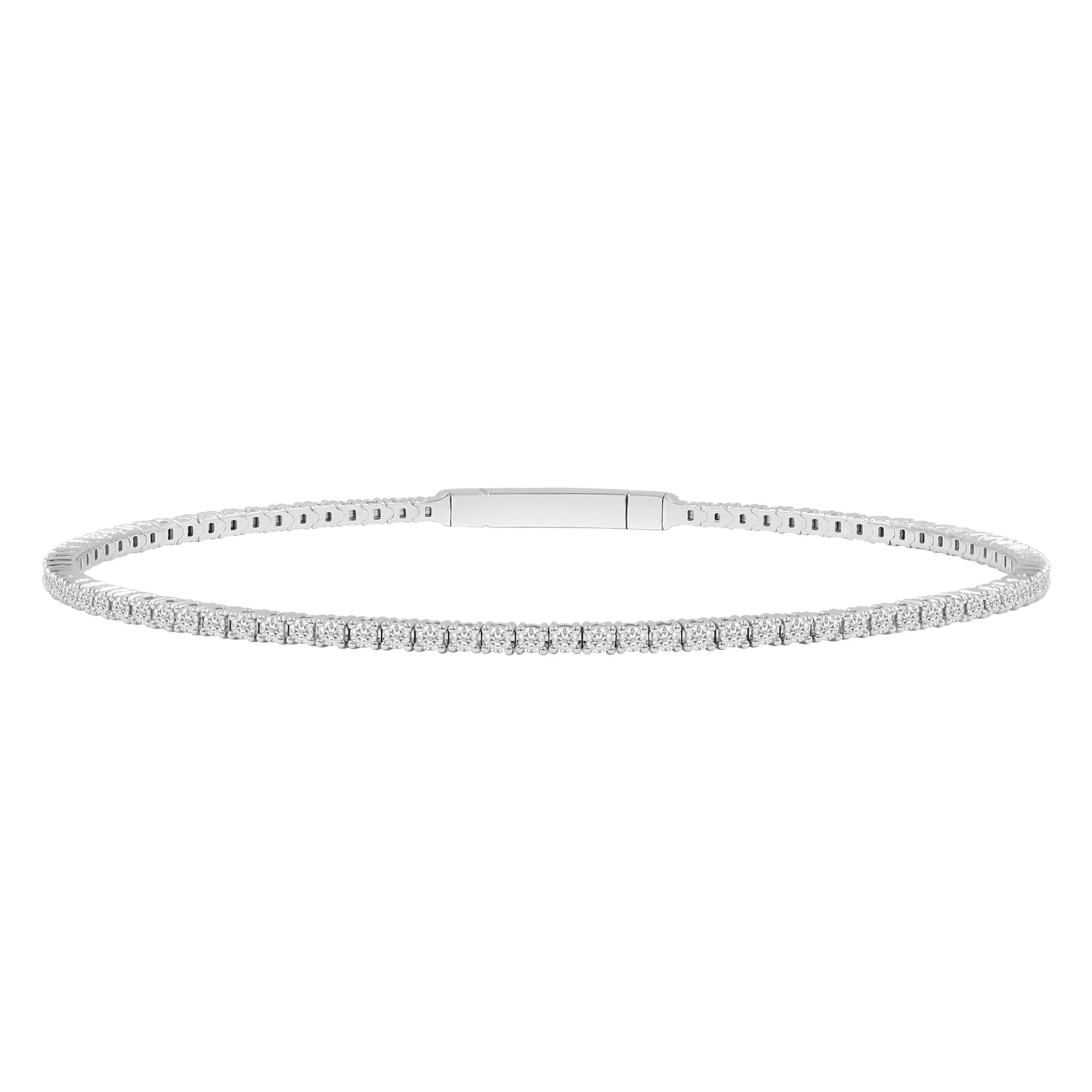 LADIES FLEXIBLE BANGLE 3.00CT ROUND DIAMOND 14K WHITE GOLD