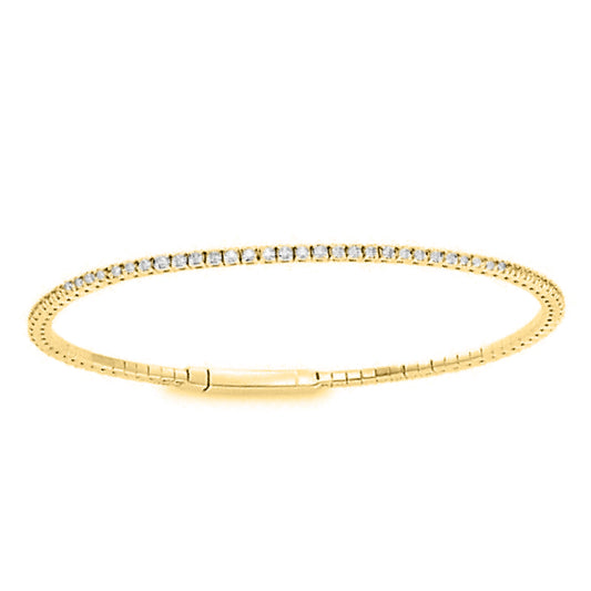 LADIES FLEXIBLE SEMI MOUNT BANGLE 3.00CT ROUND DIAMOND 14K YELLOW GOLD