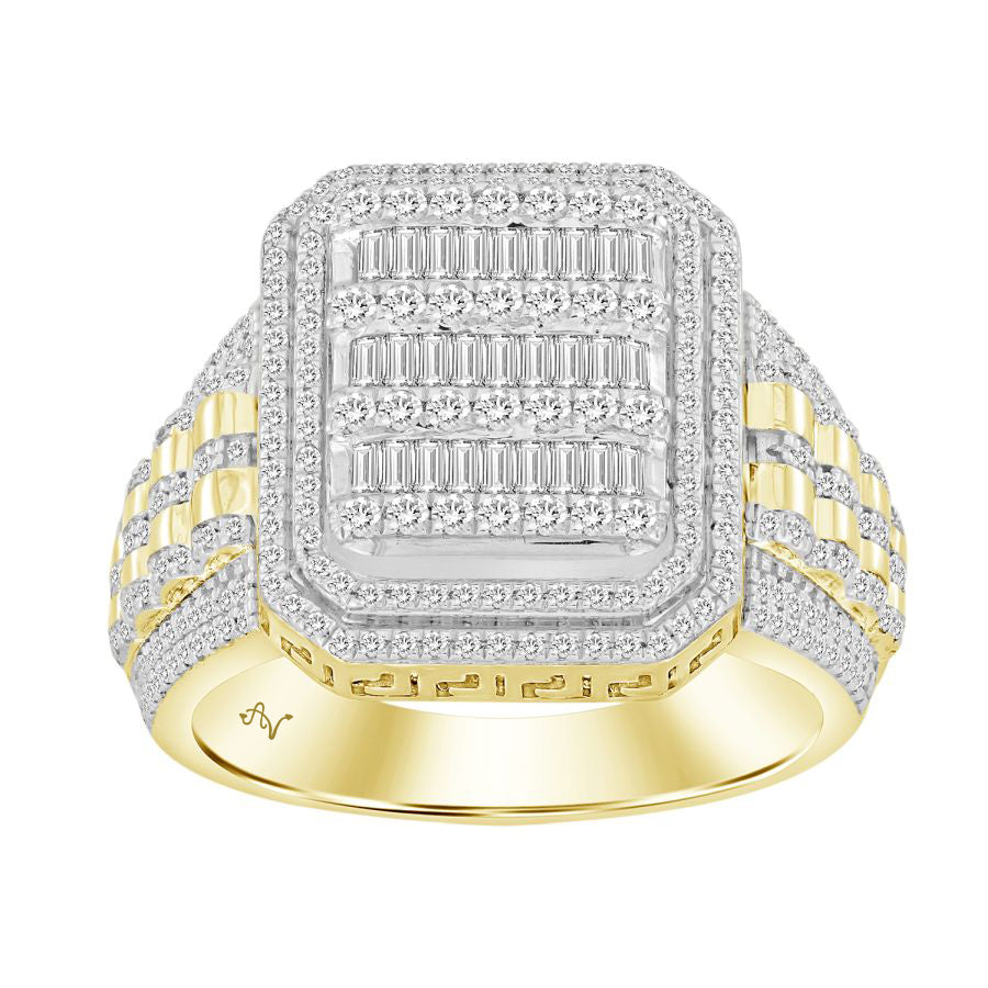 LADIES RING 1.00CT ROUND/BAGUETTE DIAMOND 10K YELLOW GOLD