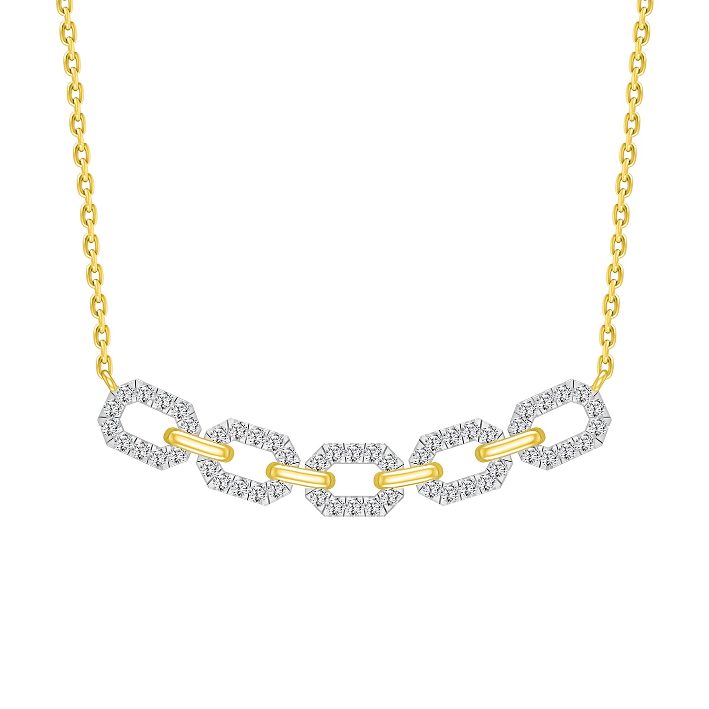 LADIES NECKLACE 0.50CT ROUND DIAMOND 10K YELLOW GOLD