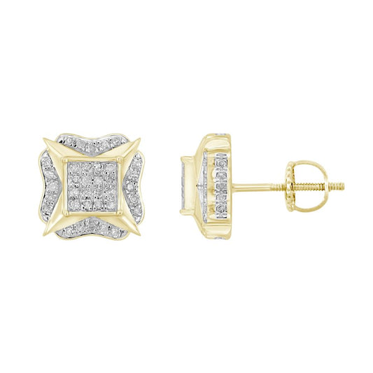 LADIES STUD EARRINGS 0.33CT ROUND DIAMOND 10K YELLOW GOLD