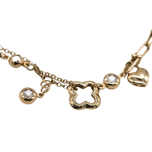 Anklet heart with stars 10K Italian Gold.