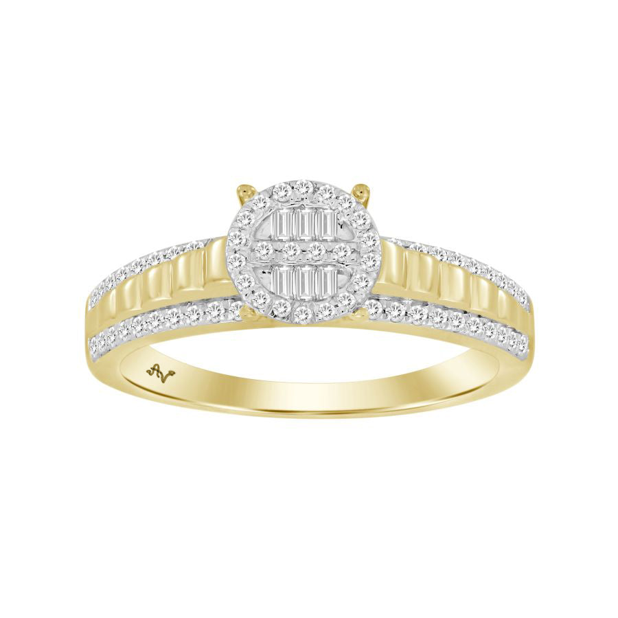 LADIES RING 0.25CT ROUND DIAMOND 10K YELLOW GOLD