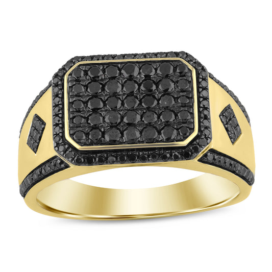 MEN'S  RING 1.00CT ROUND/DARK BROWN DIAMOND 10K YELLOW GOLD