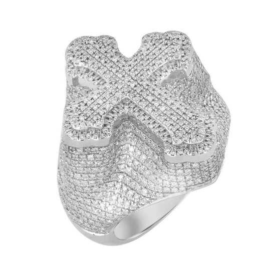 MEN'S RING 2.00CT ROUND DIAMOND 14K WHITE GOLD