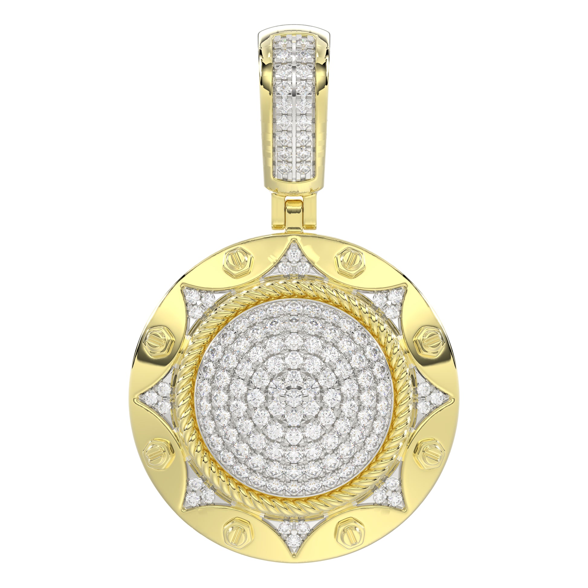 MEN'S CHARM PENDANT 0.50CT ROUND DIAMOND 10K YELLOW GOLD