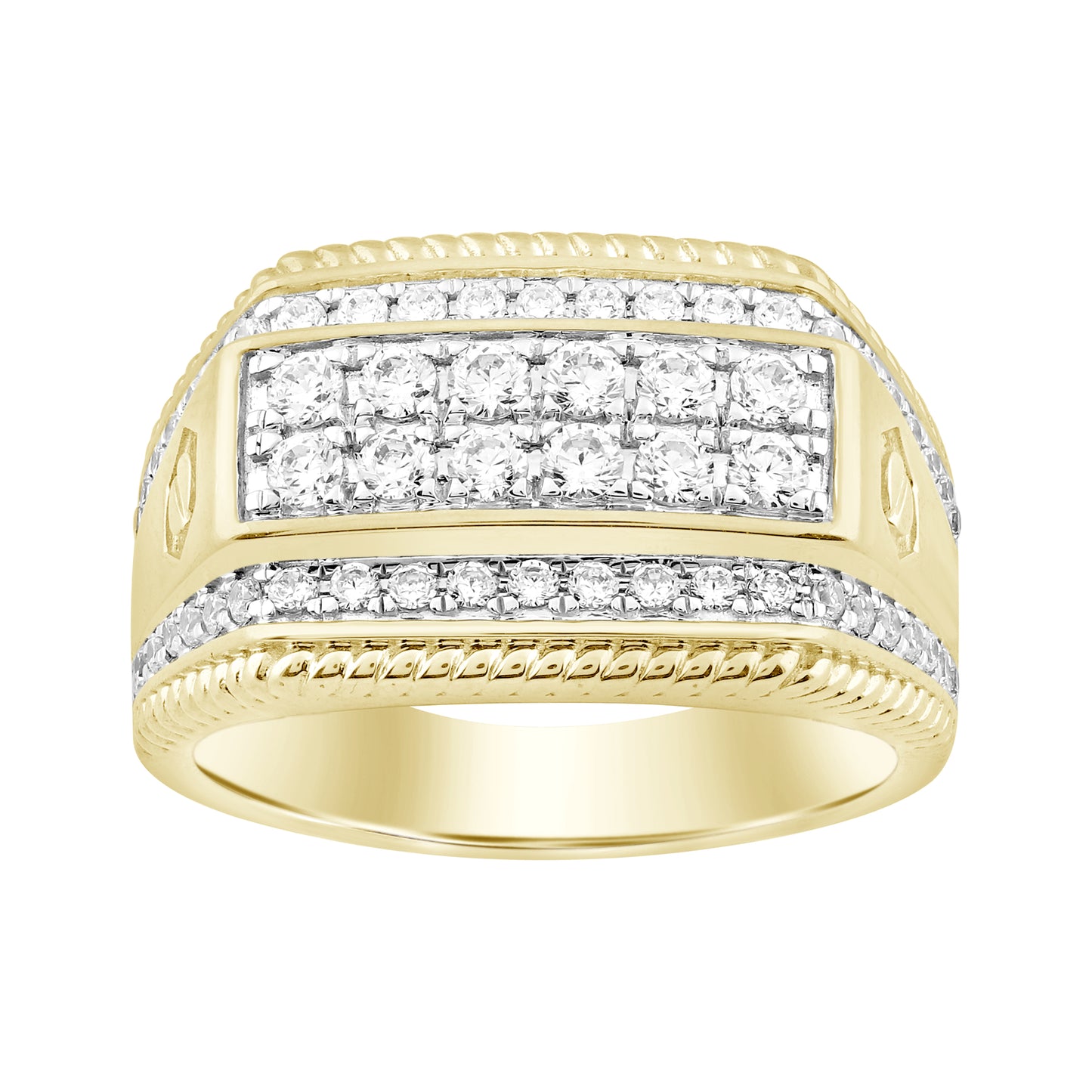 MEN'S  RING 1.00CT ROUND DIAMOND 10K YELLOW GOLD