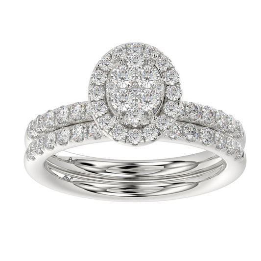 LADIES BRIDAL SET 1.00CT ROUND DIAMOND 14K WHITE GOLD