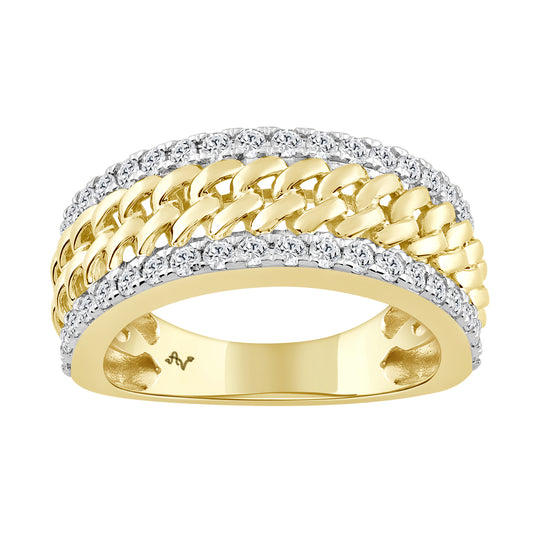 MEN'S BAND 1.00CT ROUND DIAMOND 10K YELLOW GOLD