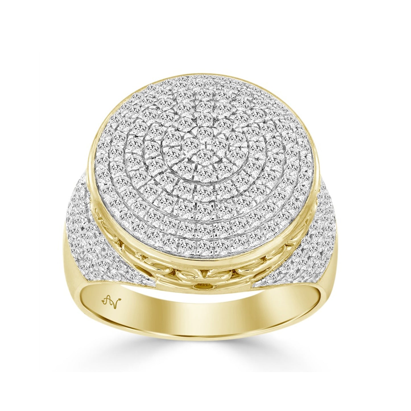 MEN'S RING 1.50CT ROUND DIAMOND 10K YELLOW GOLD